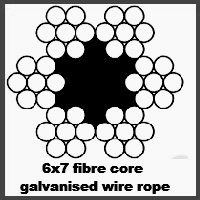 6x7 fibre core galvanized wire rope